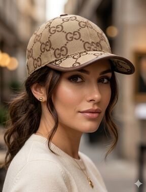 Gucci Brown Beige GG Supreme Baseball Cap - Women's Designer Hat